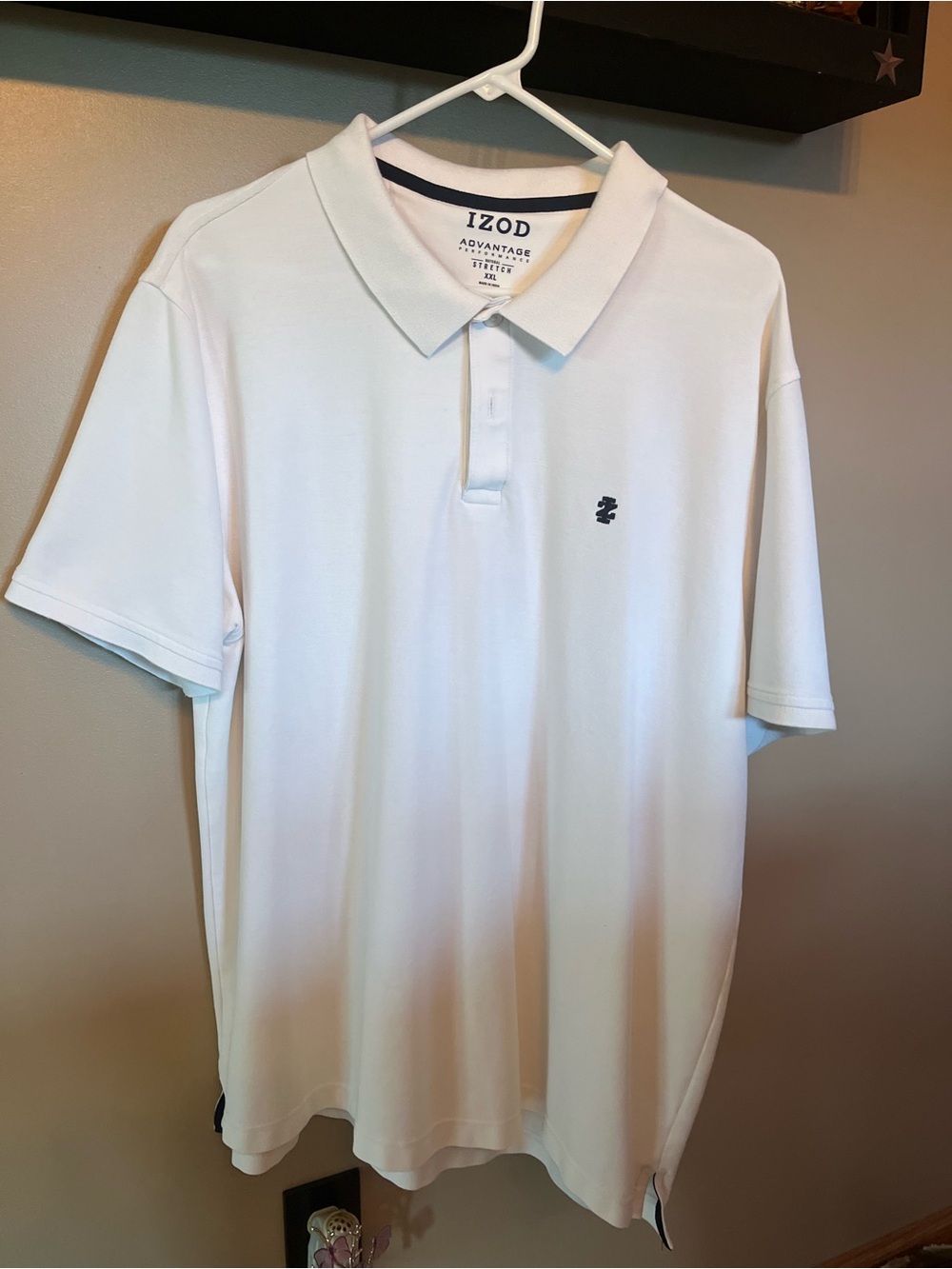 Izod White Polo with Navy Logo
